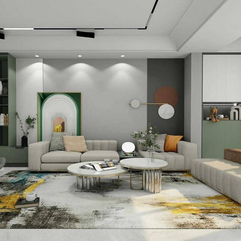 （200X300cm） Modern Time Simple Large Area Abstract Gradient Rug Coffee Table Floor Mat Living Roo
