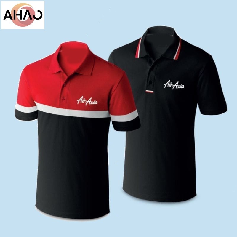 Airasia เสื้อยืดโปโล คลาสสิก สีแดง/สีดํา XS-3XL