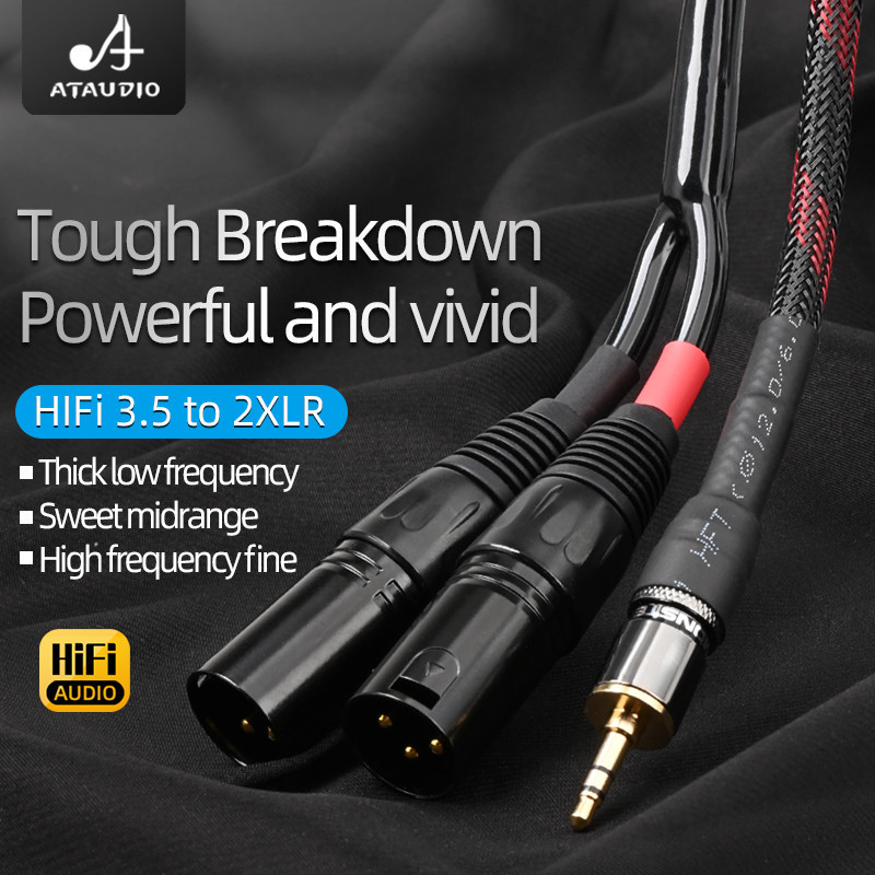 Ataudio HiFi XLR สาย 3.5 มม.ถึง XLR Aux สายสัญญาณเสียง TRS สเตอริโอ 3.5 ถึง 2XLR ชายสําหรับไมโครโฟนคอมพิวเตอร ์ โทรศัพท ์ ลําโพงเครื ่ องขยายเสียง