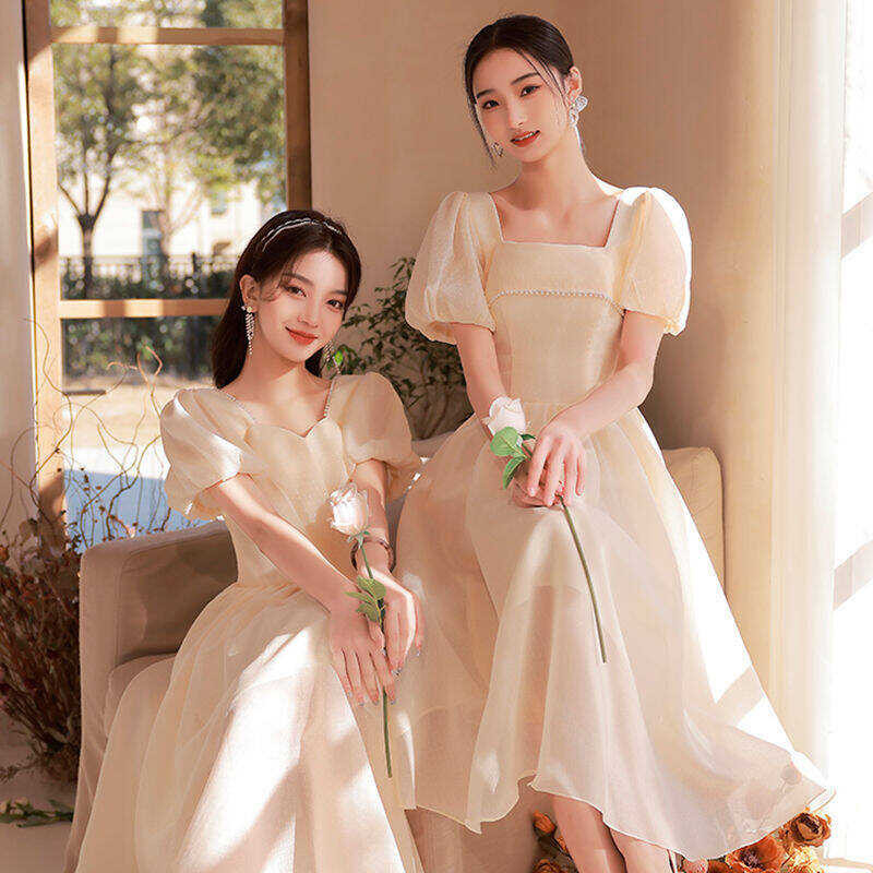 ❤ Alisa Sonya ชุดเดรสเพื่อนเจ้าสาวน้องสาวยาวบางชุดเดรสเ