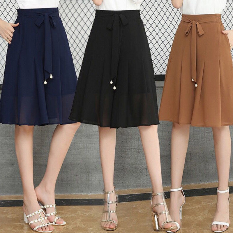 Skorts ผู ้ หญิงฤดูร ้ อนใหม ่ บางพลัสขนาดใหญ ่ เอวสูงขากว ้ างกางเกงขาสั ้ น