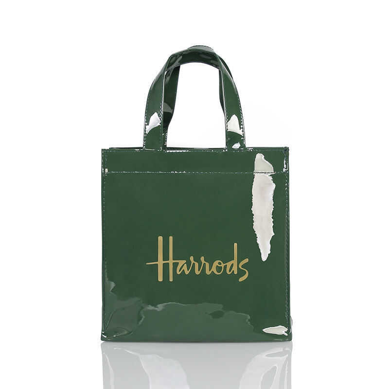 ❤ Harrods British Famous PVC Large Capacity Green Teddy Bear Waterproof Shopping Bag Letter Tote