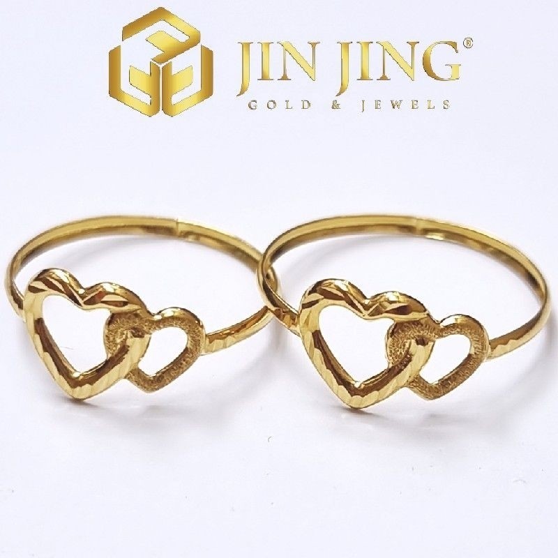 Double LOVE Ring SIZE 12.5-22 Gold 916 TULEN ( HOLLOW ) 0.45g-0.53g