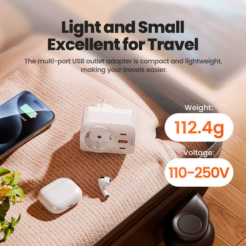 ❤ Toocki PD 30W Gan With AC USB Wall Socket Strip Charger For Lphone 15 Xiaomi 14 Samsung S23 Out