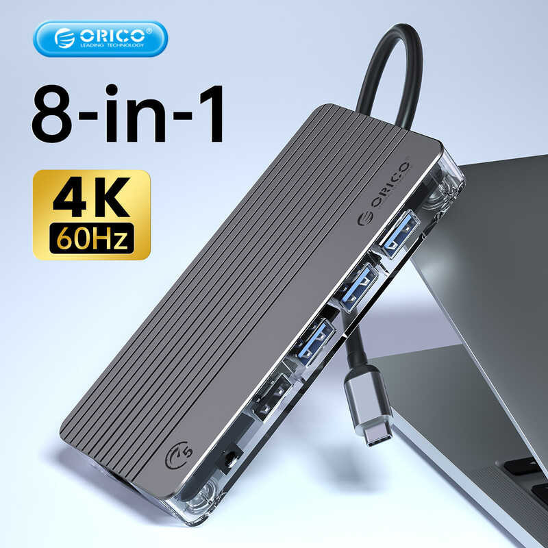 Transparent Type ORICO อะแดปเตอร์ ชนิด C เป็น4K30Hz HDMI-Com PD100W เอสดีท HDMI-om