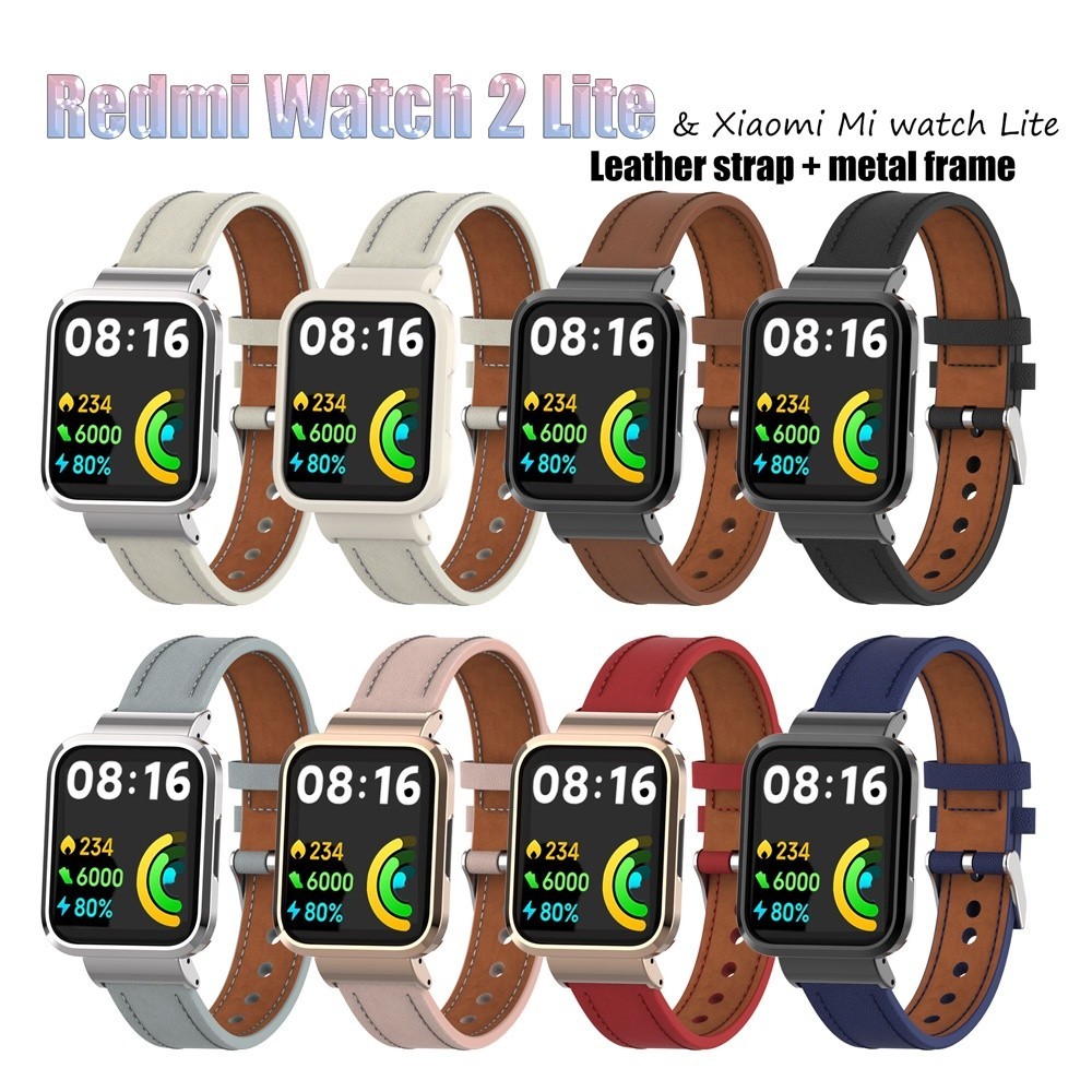 สายหนังสําหรับ Xiaomi Mi Watch Lite/2 Lite สายนาฬิกาสําหรับ Redmi Watch 2/2 Lite POCO นาฬิกาสีสันสดใ