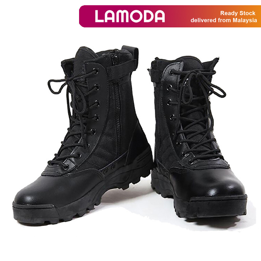 [35-47][Lomoda]Army Men Boots Kasut Operasi Unisex Boots Safety Boots Shoes Kasut Safety (ไม่มีกล่อง