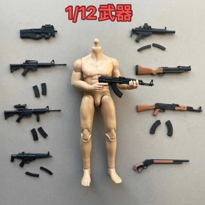 1/12 ทหารชาย 6 นิ้วหุ่นอาวุธ M4 AK47 MP5 M1887 M79 P90 แบบจำลอง