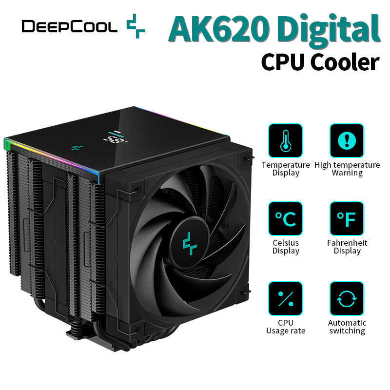 Deepcool Ak620 Digital Display X99 Processor 2011 V3 Cpu 6 Heat Pipes Radiator Air Cooler For Lga206