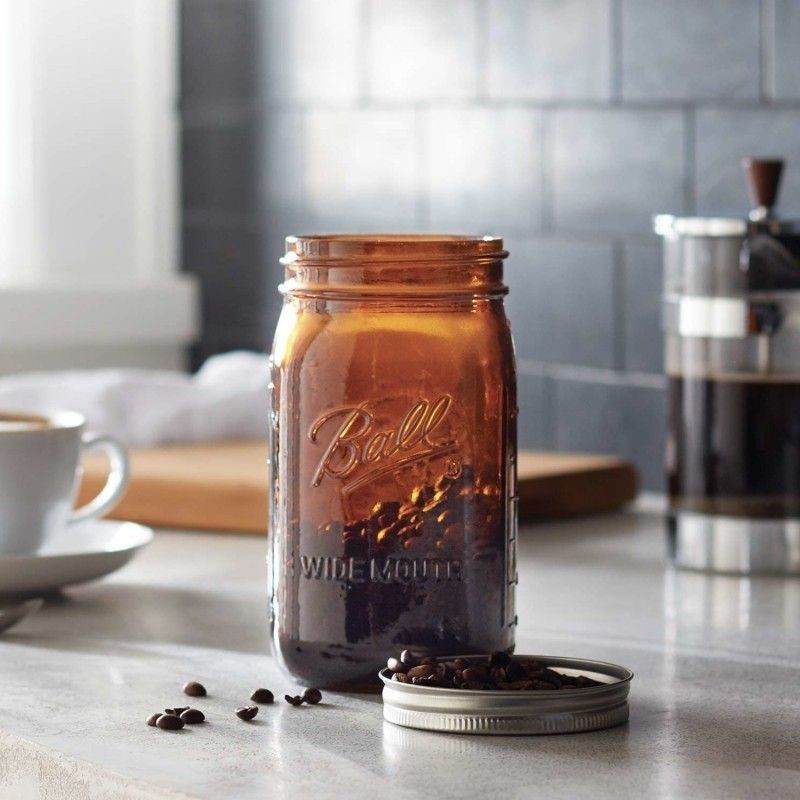 ขวดแก้วปากกว้างสีน้ำตาล เมล็ดกาแฟ โถเก็บผงกาแฟ ขวดปิดผนึก ขวดบดขวดปากกว้างกันแสงเกรดอาหาร