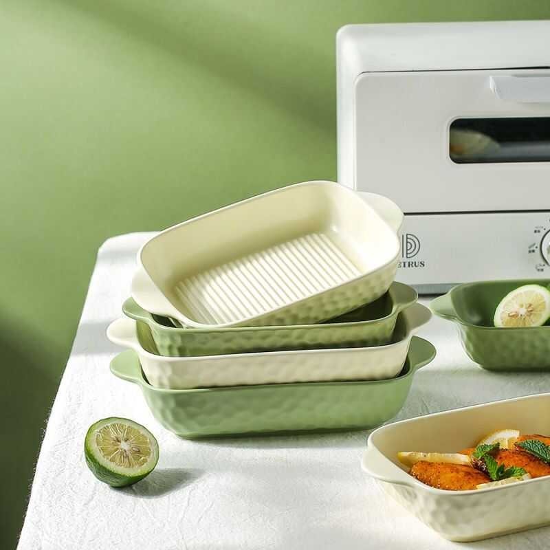 Japanese Style Baking Tray, Ceramic Rectangular Baking Tray, Microwave Oven Special Utensil, Chees