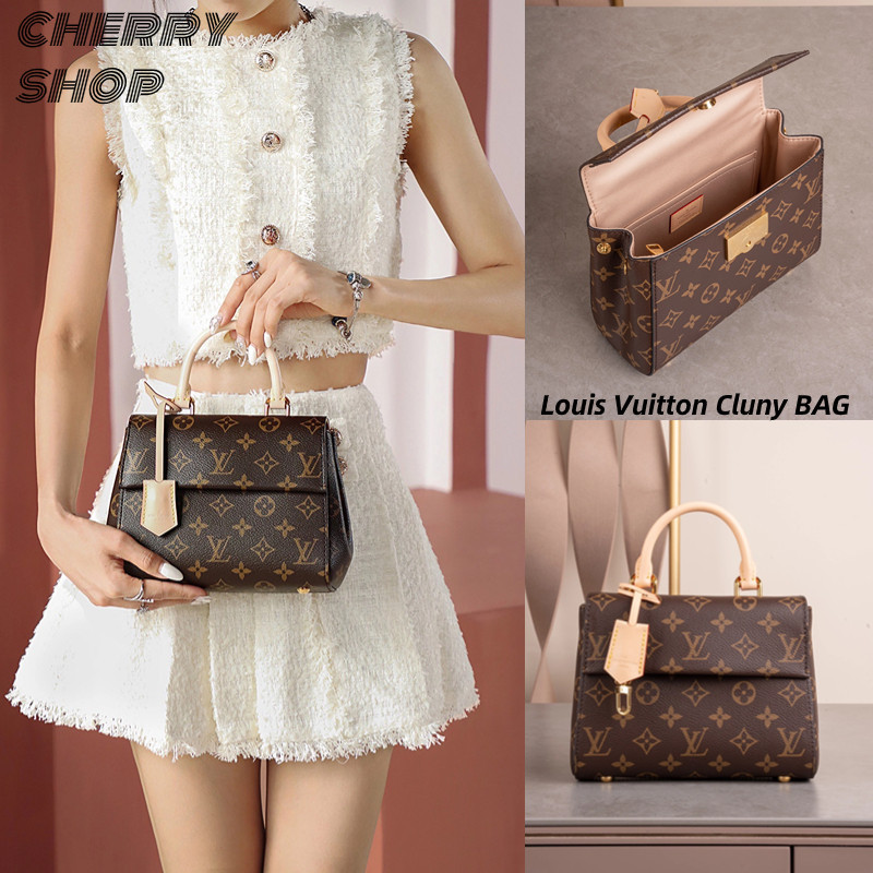 ♞,♘,♙หลุยส์วิตตอง Louis Vuitton LV Cluny Mini BAGกระเป๋าถือ กระเป๋าสุภาพสตรี M46055