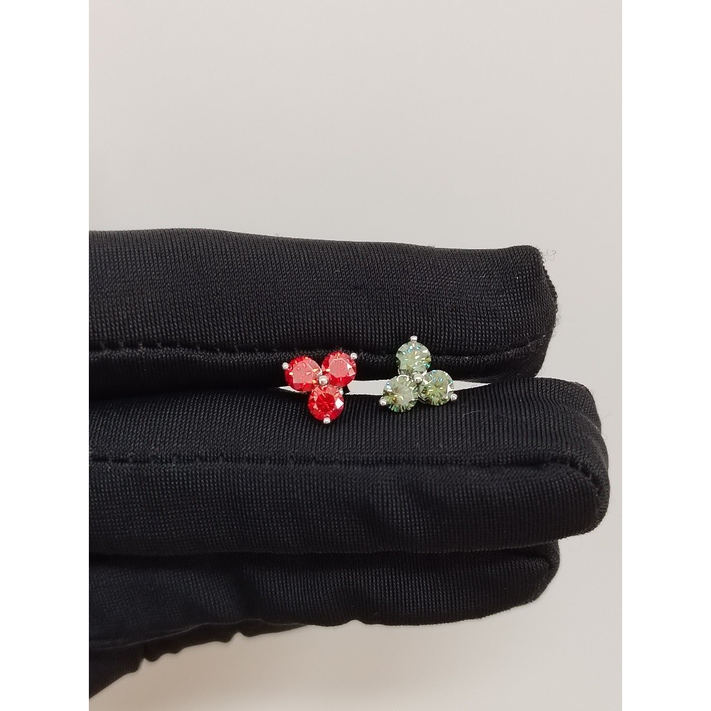 1.8ct Black/ red/ green/ pink moissanite diamond stud earrings 4mm each