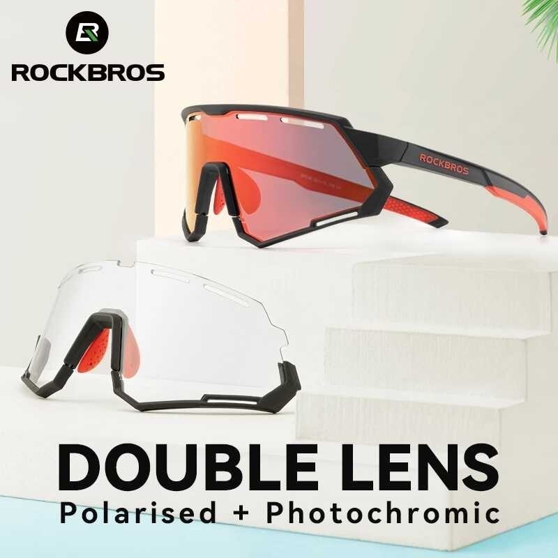 ROCKBROS Cycling Sunglasses Detachable Photochromic/Polarized Two Lens Cycling Glasses Ultralight A