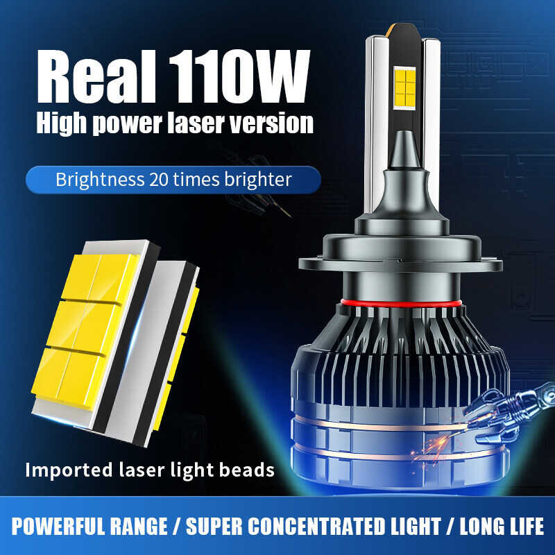 ❤ 2Pcs Illumitec V50 LED Car H7 H1 H4 H11 9005 9006 9012 110W/Pair 39800Lm 6000K Headlight Bulbs