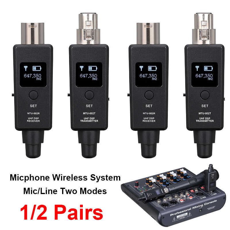 Microphone Rechargeable Dynamic Wireless System UHF DSP Transmitter Receiver MicLine Two Modes For