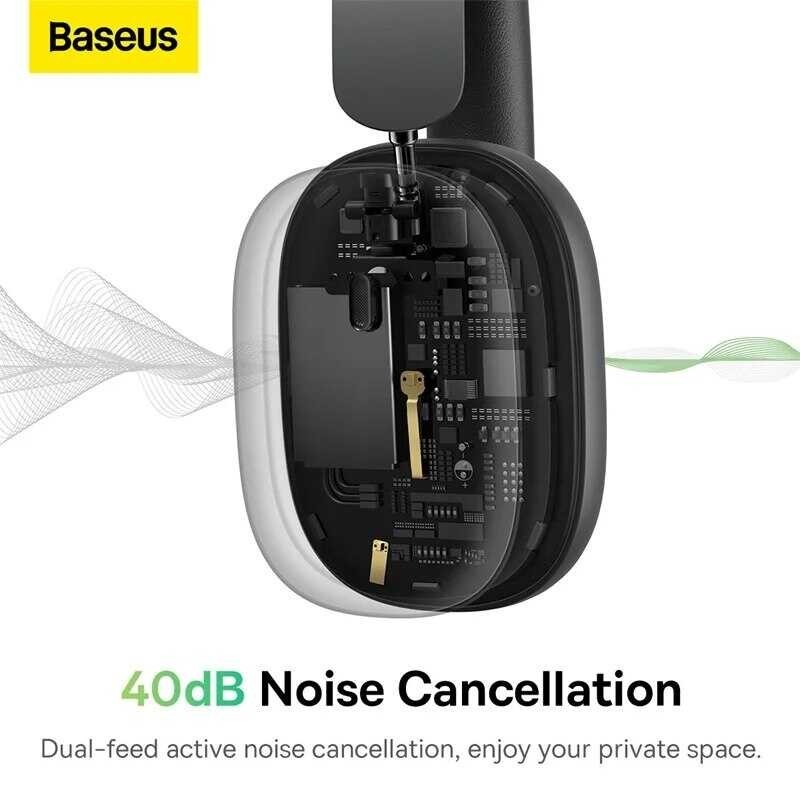 Baseus H1 Wireless Headphone 40Db ANC Active Noise Cancelling Bluetooth 5.2 Headset Earphone Head S