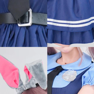 Zootopia Judy Hopps คอสเพลย์เครื่องแต่งกายสําหรับผู้หญิงผู้ใหญ่ชุดสีฟ้าสําหรับเด็กสาวน่ารักฮาโลวีนชุดคริสต์มาส