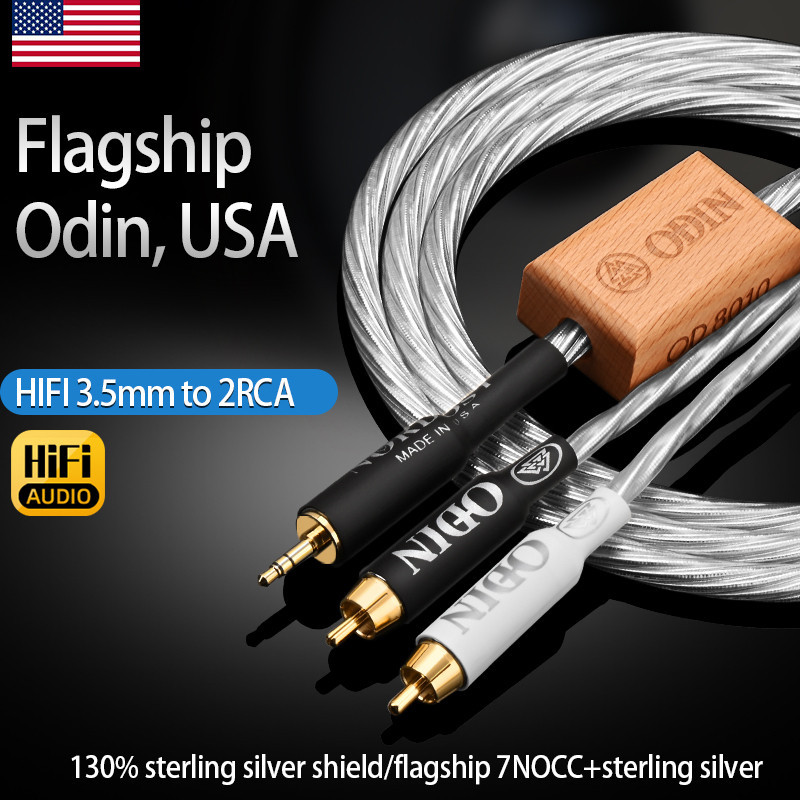 Odin HiFi 3.5 ถึง 2RCA สายเงินแท ้ Aux 3.5 มม.แจ ็ ค RCA ชาย Splitter Y สายสัญญาณเสียงสําหรับเครื ่ องขยายเสียงโฮมเธียเตอร ์ ลําโพง ราคา ถูกที่สุด ดีลบีเคเค แกลเลอรีภาพที่ 2