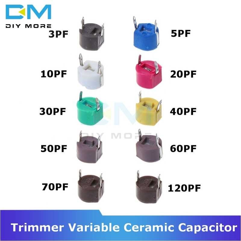 10Pcs 6Mm Trimmer Variable Capacitor เซรามิค3pf 5Pf 10Pf 20Pf 30Pf 40Pf 50Pf 60Pf 70Pf 120Pf ปรับ Ca