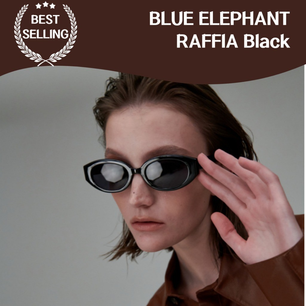 Blue ELEPHANT RAFFIA แว่นตากันแดดแฟชั่น คุณภาพสูง ใส่สบาย สีดํา