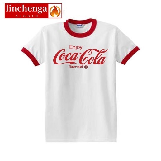 COKE COCA COLA BY GILDAN TSHIRT เสื้อยืด แขนกุ๊นแดง โค้ก แฟชั่น วินเทจ