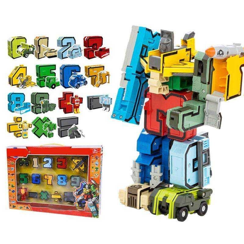 Transforming Number Robots Blocks Toy Transforming Number Robots Blocks Toys Montessori Robot Block 