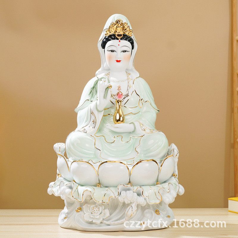 Ceramic Buddha Statue Nanhai Guanyin Bodhisattva  Water Seat Guanyin Bodhisattva Porcelain