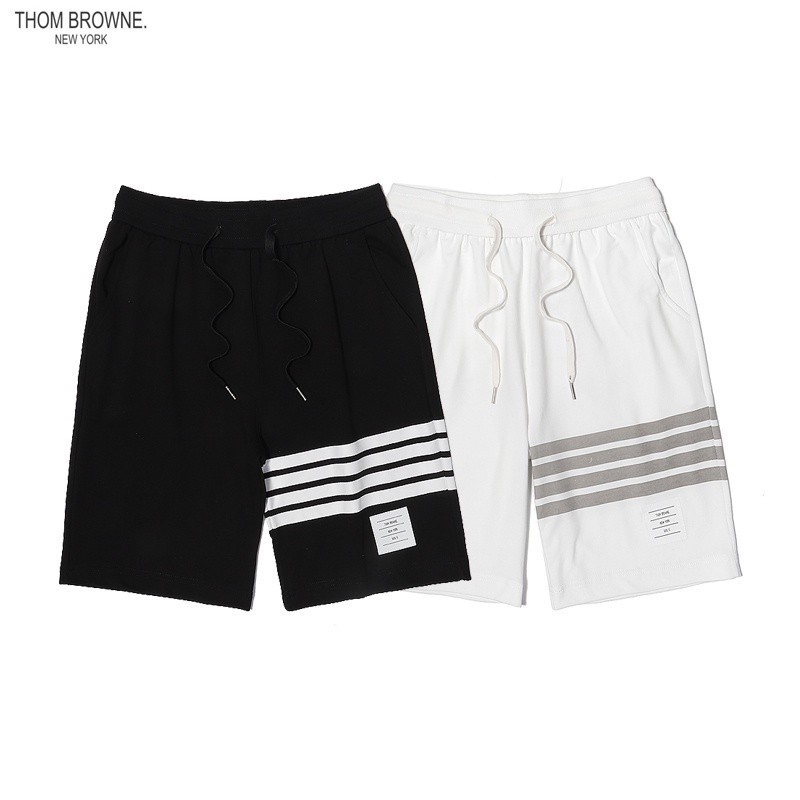 Street Fashion 7T2HO0N0E กางเกงขาสั้น เอวยางยืด พิมพ์ลายทาง พลัสไซซ์ สําหรับผู้ชาย และผู้หญิง