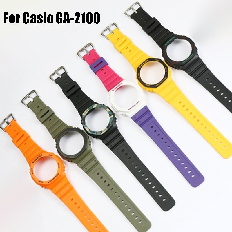 สายนาฬิกาข้อมือซิลิโคนสําหรับ Casio Ga-2100 G-Shock Ga-2110