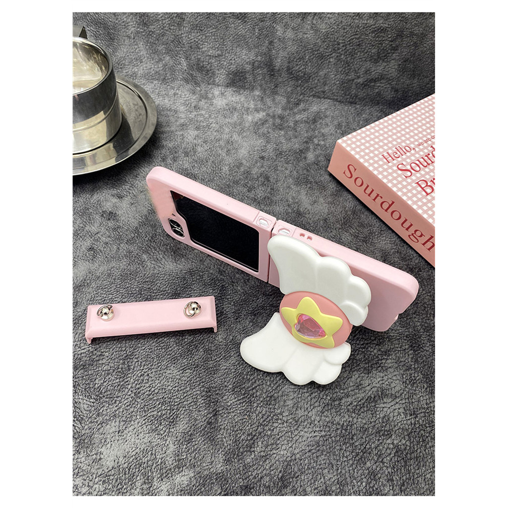 เกาหลีหรูหราน่ารัก Love Heart Wing Bracket กล้วยแบบพกพาสีชมพูสําหรับ Samsung Galaxy Z Flip 7 Z Flip6 ZFlip 5 Zflip6 Zflip7 fe กันกระแทกปกหลัง ราคา ถูกที่สุด ดีลบีเคเค แกลเลอรีภาพที่ 5