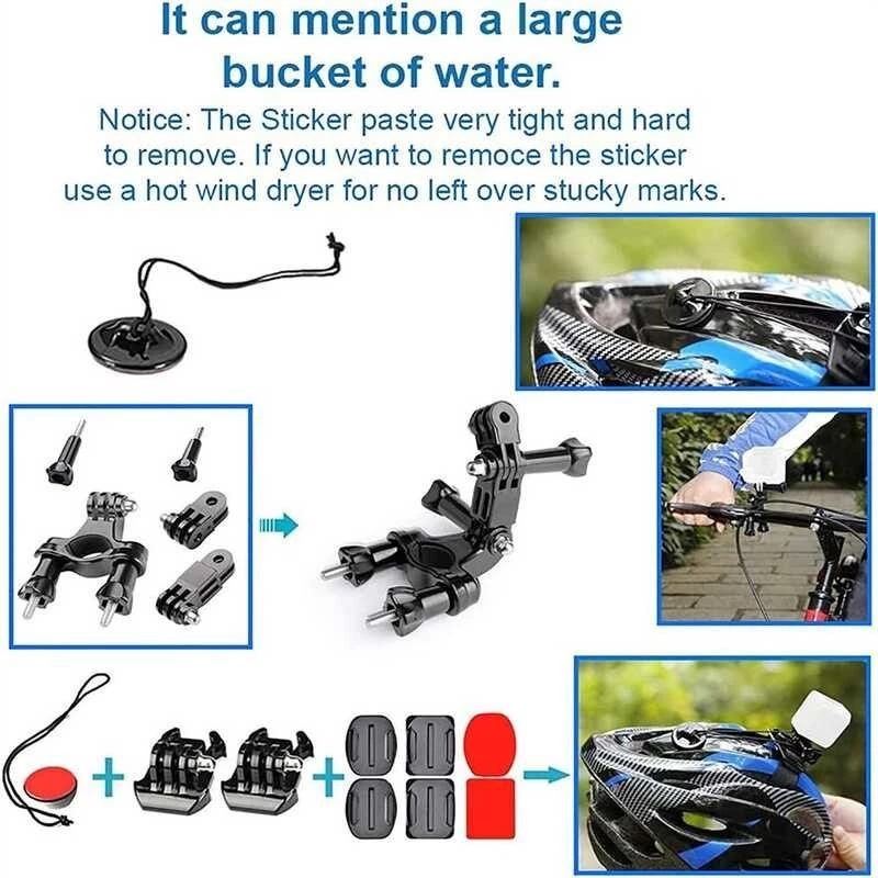 Action Camera Accessory Kit for GoPro Hero 11 10 9 8 7 6 5 4 3 Max Session YI 4K SJCAM thumbnail 4