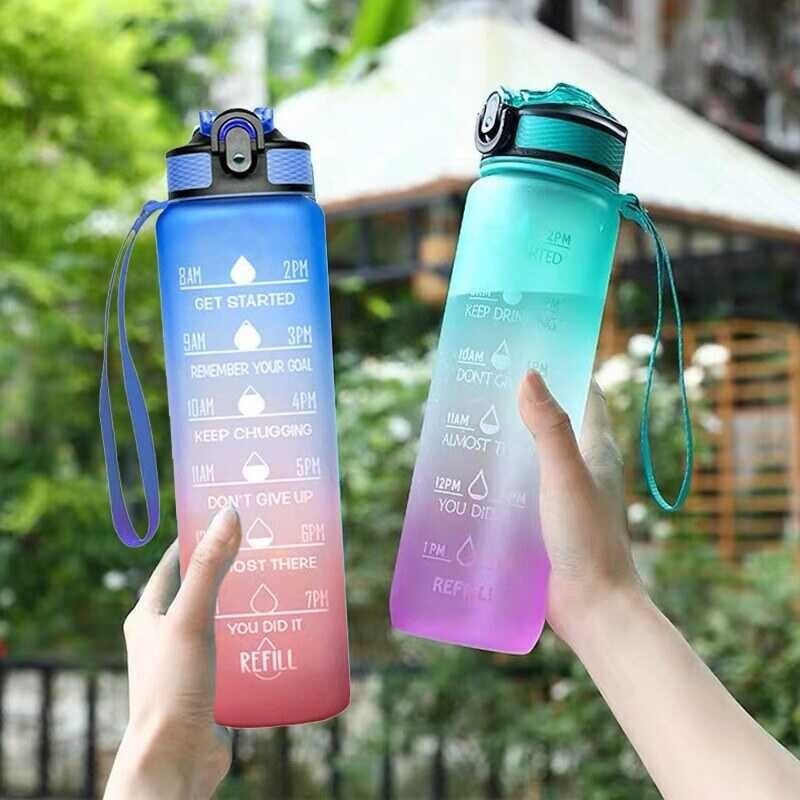Liter 【hot】 1 Bicycle With Straw Large Capacity Sport Water Bottle Leakproof Drinking Cup Outdoor