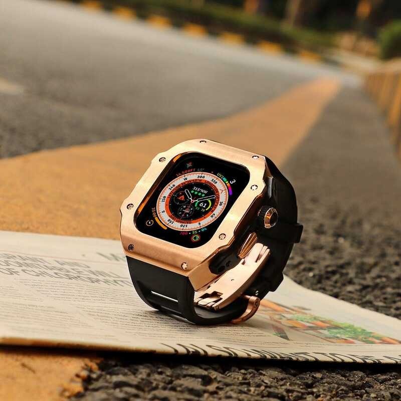 Kit For Modification Apple Watch Ultra 49mm Stainless Steel Case Rubber Band iWatch Series 8 Spor i