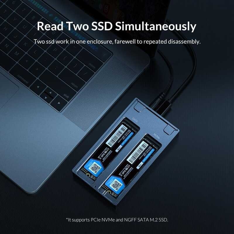 Dual ORICO Bay Protocol M2 Case Support M.2 NVME NGFF SATA Disk For M & B+M Key SSD W/ 5V4A Power A 