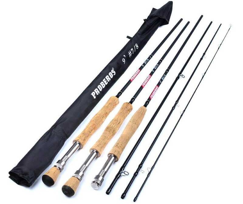 PROBEROS 1Pc Japan Carbon Fiber 9Ft 2.7M 4 Section Line Wt 3/4 5/6 7/8 Soft Cork Handle Fly Rod Fis 