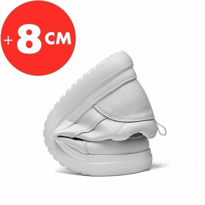 4 4 Men Sneakers Elevator Heightening Height Increase Insole 7-8Cm High Heels Genuine Leather