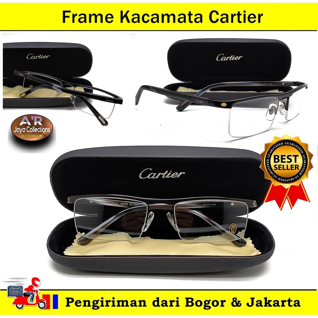 ในสต็อก กรอบแว่นตา Cartier 8100815 กรอบกึ่งไม่มีขอบ