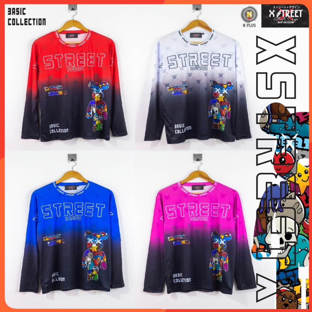 COQGM - [พร้อมส่งจากไทย] namsap XStreet TeddyBearBrick หมีแขนยาว เสื้อยืดแฟชั่นUnisex คอกลมแขนยาว ผ้าไมโครฯพิมพ์ซับลิเมชั่น