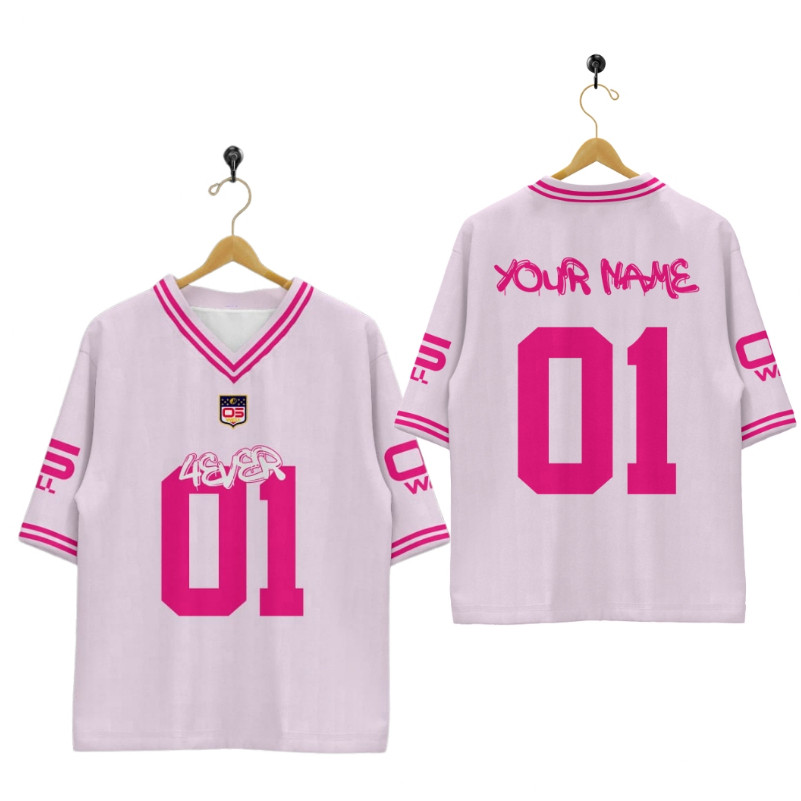 RUGBY HOCKEY JERSEY 4EVER PINK ฟรีชื่อและหมายเลขบนการกลับพิมพ์เต็มรูปแบบ