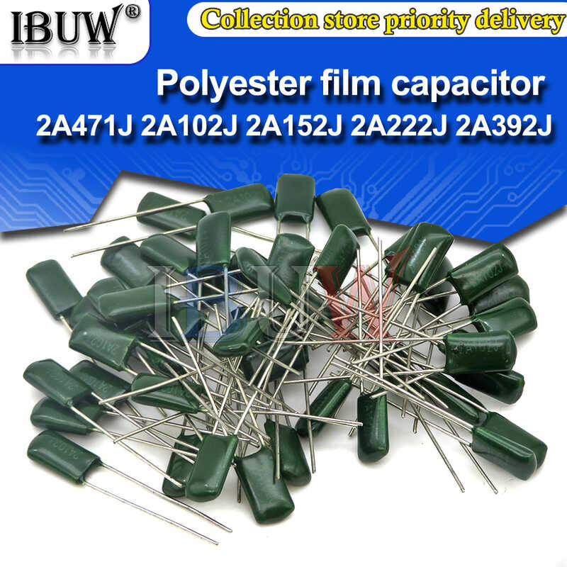 ตัวเก็บประจุแบบฟิล์มโพลีเอสเตอร์100v 2.2Nf 1.5Nf 1Nf 2A471j 2A102j 2A222j 2A392j 2A332j 2A472j 2A103