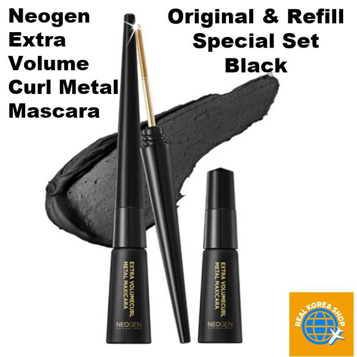 Neogen มาสคาร่าโลหะ เพิ่มวอลลุ่ม สีดํา ,  Neogen Extra Volume Curl Metal Mascara Original & Refill