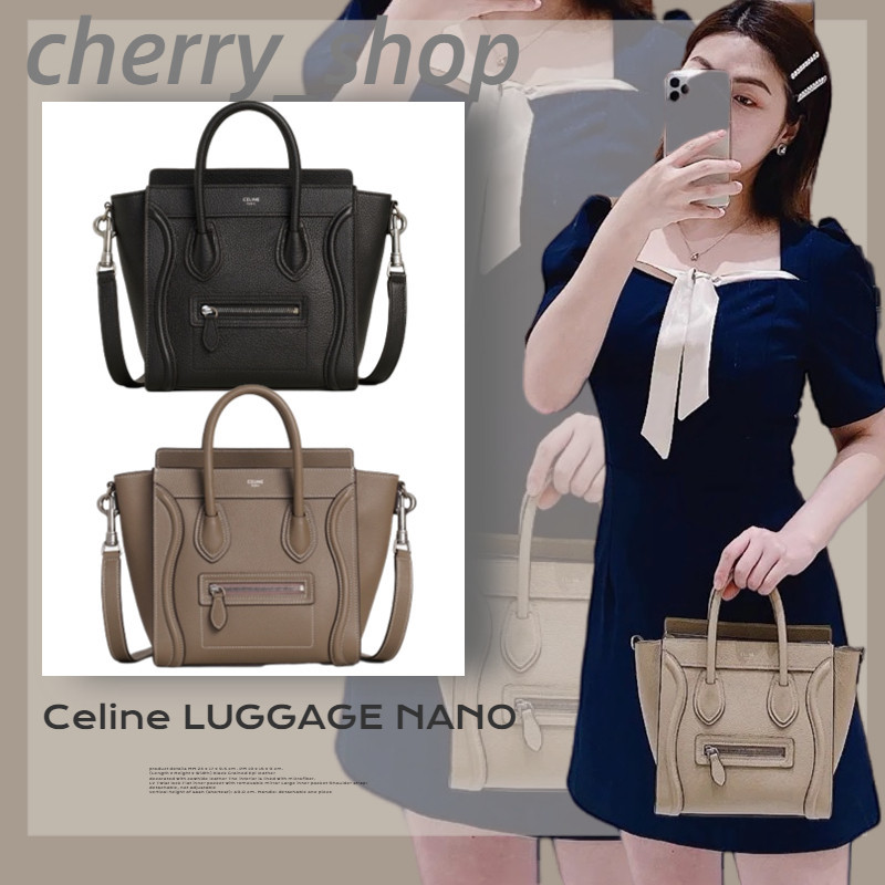 ♞,♘,♙ซีลีน Celine LUGGAGE NANO bag in calf leatherกระเป๋าถือ/ผู้หญิง/สีดำ