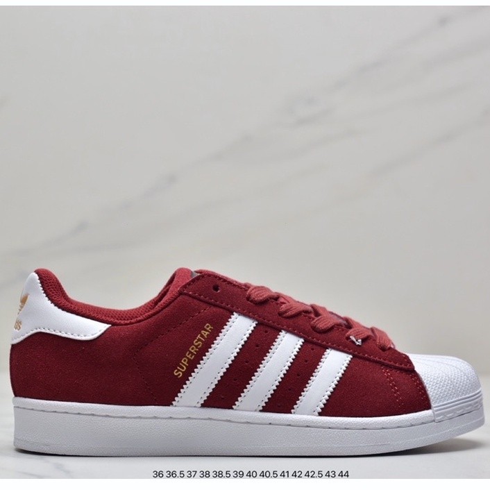 



 ♞,♘,♙Adidas Superstar รองเท้าหนังหุ้มข้อ พื้นกลาง ยืดหยุ่นสูง สีแดง ด้านหน้า และด้านหลัง