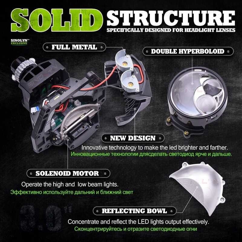 ❤ 3" 70W Double Hyperboloid Bi LED Projector Headlamp Lens Hella 3R G5 Bracket Angel Eye H4 H7 H1