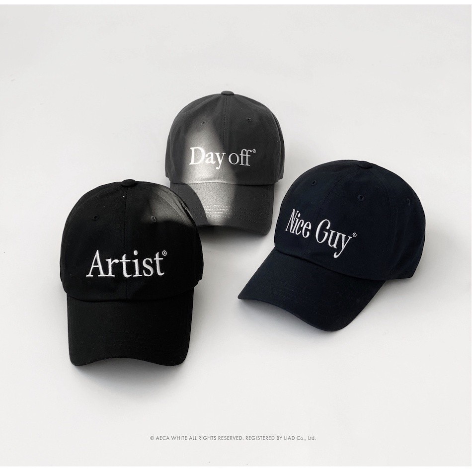 หมวกแก๊ป Aeca White / Ball Cap - Day off, nice guy, artist, logo (charcoal, navy, black, beige, gre