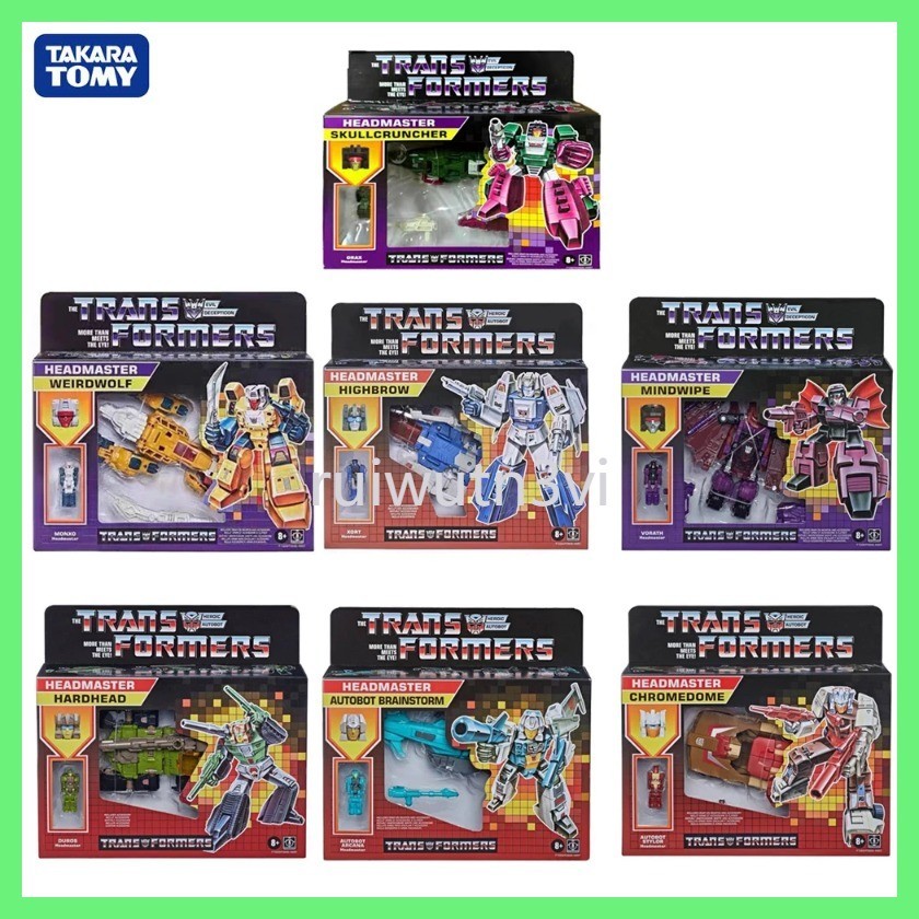 TAKARA TOMY Transformers Retro Headmaster Chromedome, Hardhead, Brainstorm, Mindwipe, Highbrow, Wei