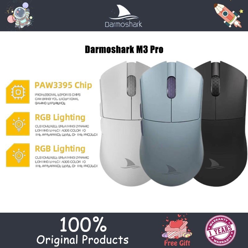 Darmoshark M3 Pro เมาส์ไร้สาย น้ําหนักเบา PAW3395CHIP