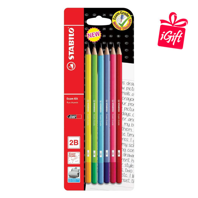 STABILO 2B ดินสอพาสเทล 288GBL6/ PASTEL PENCIL2B EXAM KIT/ ดินสอเขียน 6 ชิ้น/EXAM เกรด 2B 6in1