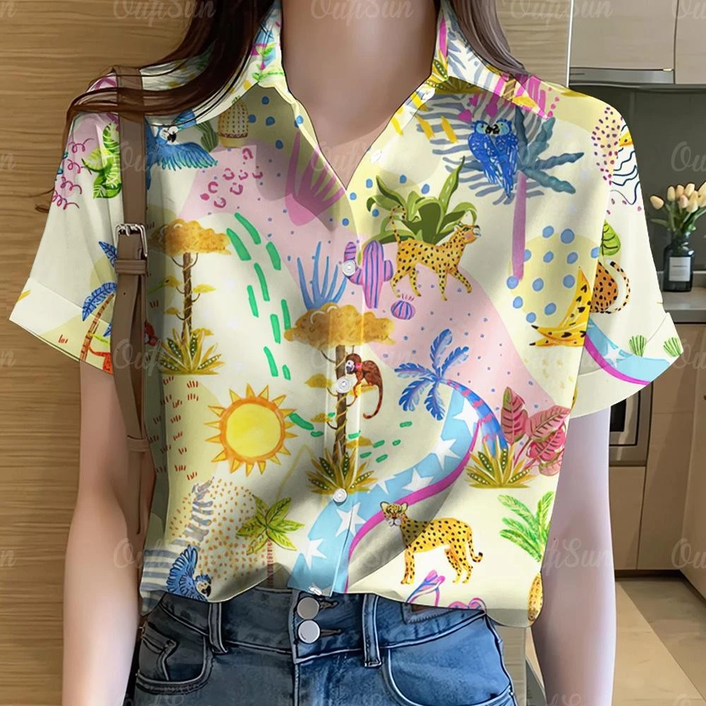 เสื้อเชิ้ตแขนสั้นพิมพ์ลายดอกไม้ สไตล์ฮาวาย thumbnail 3